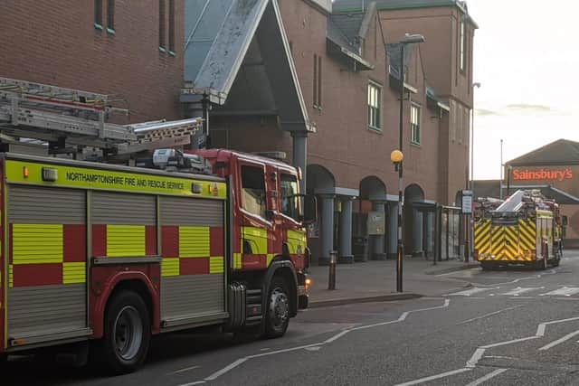 Two fire engines were seen outside Iceland in Kettering last night