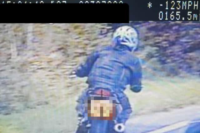 police cameras blocked the biker at 123mph on the A605 in Northamptonshire