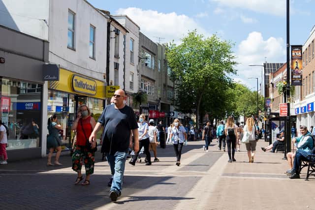 Shoppers returned to Northampton town centre last month  but are now being warned to avoid meeting others in indoor spaces. Photo: Leila Coker