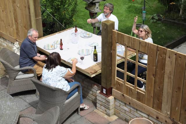 Best of pals! Ian and Janice Stark (left) and Tony and Tracy Lawler (right)