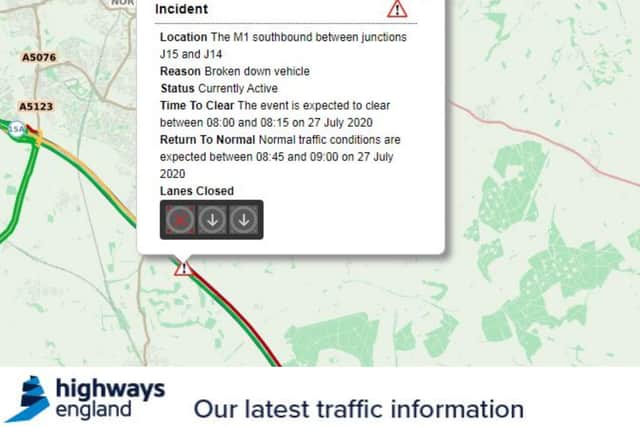 Highways England is warning of delays on the M1 on Monday morning