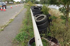 The tyres were dumped by the side of the A45.