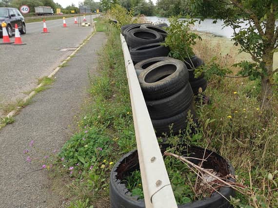 The tyres were dumped by the side of the A45.