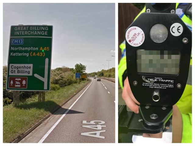The BMW was clocked at 150mph along this stretch of the A45 near Earls Barton