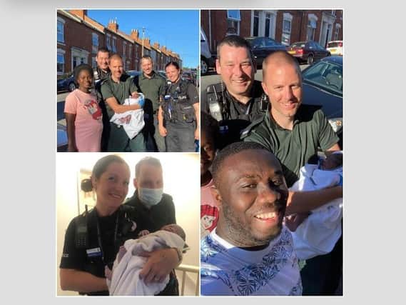 A day they won't forget: Baby Harris was delivered by Northamptonshire Police officers