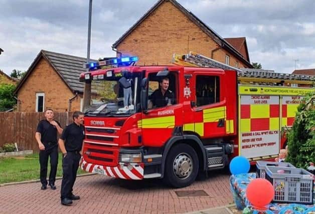 A fire engine came to visit Carter-Lewis for his birthday