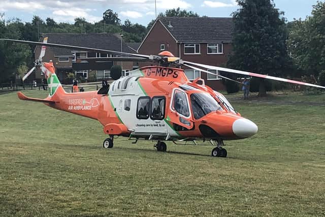 The Magpas air ambulance in Wellingborough today (Wednesday)