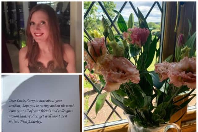 Former Northamptonshire response cop Lucie Clark has been overwhelmed by messages from former colleagues since a horrific accident last month