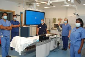 KGH staff in the new upgraded Cardiac Catheter Laboratories. From left to right, consultant cardiologist Dr Prashanth Raju, staff nurse Jubin Jose, ward sister Rachael Holloway, radiographer Sue Reed and healthcare assistant Natasha Chikore