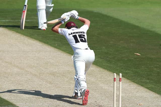Somerset batsman Tom Lammonby was bowled