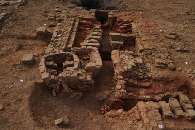The larger tile kiln fully excavated. The second one is in the bottom left corner.
