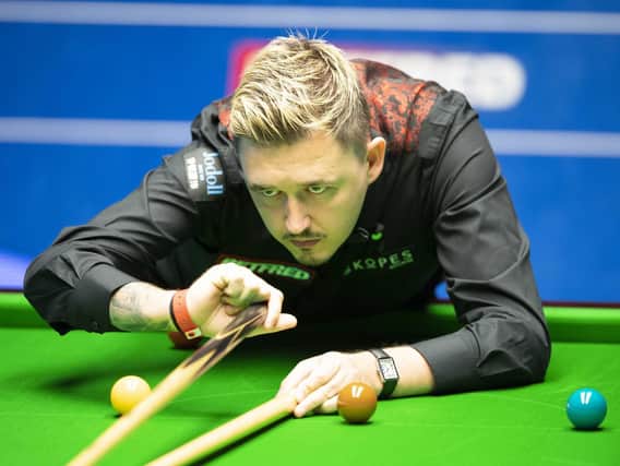 Kyren Wilson in action during his win over Martin Gould at the Crucible. Picture courtesy of World Snooker Tour