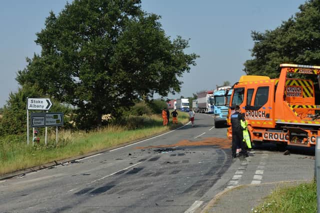 Debris strewn across the road. Picture by Andrew Carpenter.