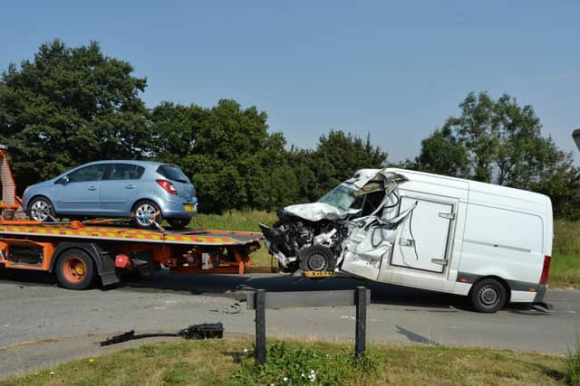 The damaged van. Picture by Andrew Carpenter.