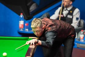 Kettering's Kyren Wilson in action during his quarter-final success over Judd Trump. Picture courtesy of World Snooker Tour