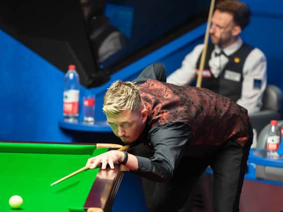 Kettering's Kyren Wilson in action during his quarter-final success over Judd Trump. Picture courtesy of World Snooker Tour