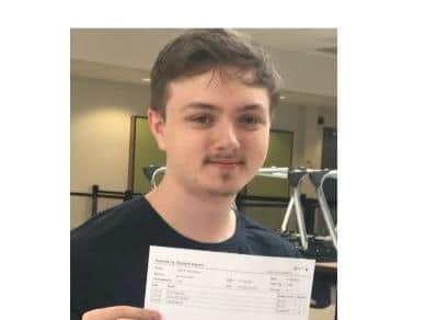Kyle Robertson got a merit for media studies, C for sociology and a distinction for BTEC Business and is off to the University of Northampton to study criminology.
