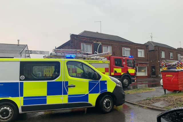 The fire brigade is on the scene in Rockingham Road