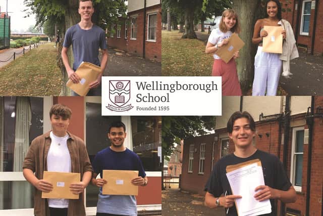 Pupils celebrate with their results.