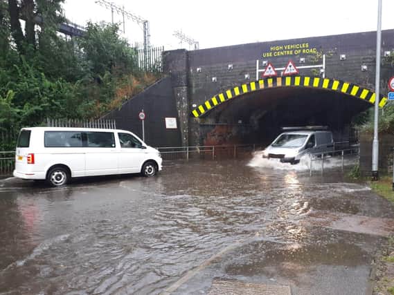 Motorists faced flash flooding in Northampton Road, Kettering this afternoon.