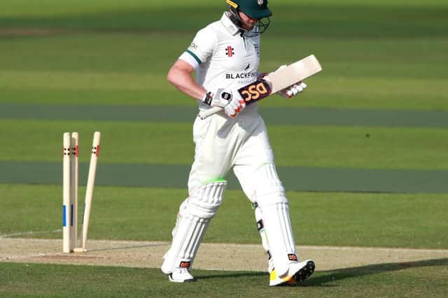 Worcestershire's Riki Wessels trudges off after being bowled by Nathan Buck