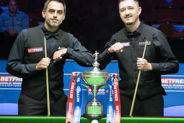Ronnie O'Sullivan and Kyren Wilson pose for the camera ahead of the final