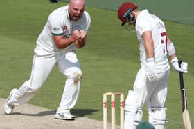 Jack Leach certainly enjoyed claiming the wicket of Ben Curran