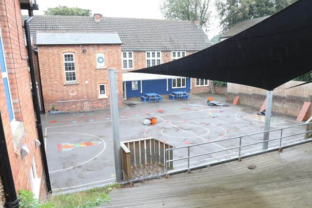 The front playground was knee-deep in flood water