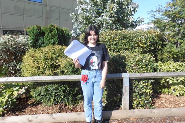 Pupils celebrate with their results.