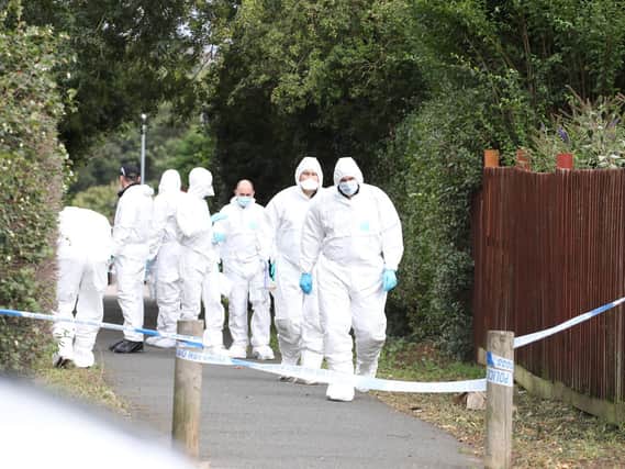 Forensics officers were on the scene today