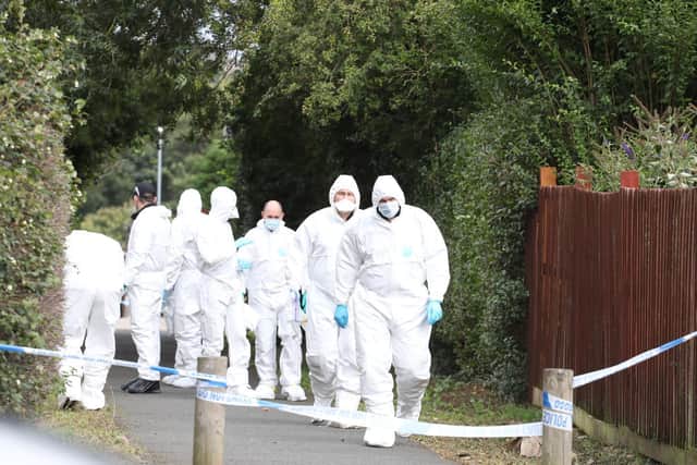 Forensics officers were on the scene today