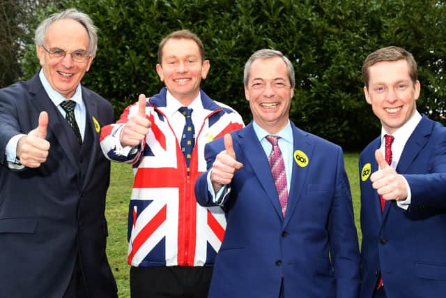 L-R: Peter Bone, Philip Hollobone, Nigel Farage and Tom Pursglove.