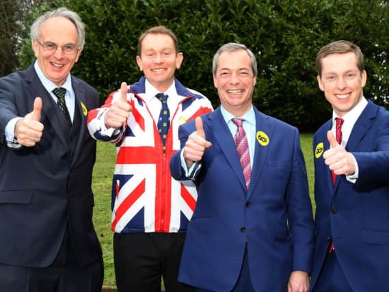 L-R: Peter Bone, Philip Hollobone, Nigel Farage and Tom Pursglove.