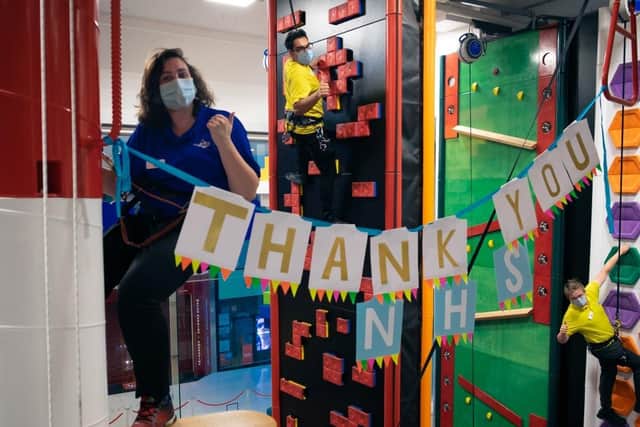 Rock Up at Rushden Lakes held a free climbing event to say thank you to NHS workers and their families this week