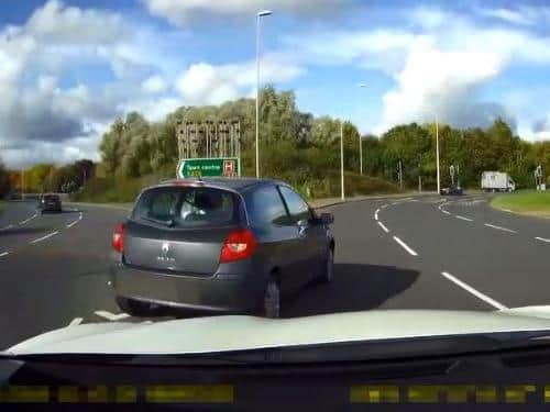 Dashcam footage shows the Renault darting into traffic. Photo: Norhtamptonshire Police