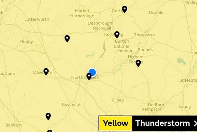 The latest Met Office warning covers the whole of Northamptonshire