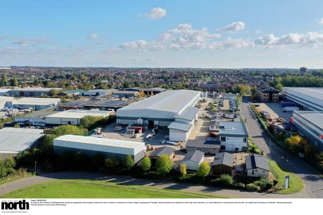 An aerial view of the Prestige factory in Rushden.