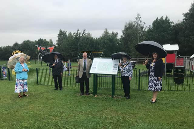 The new interpretation panel installed at Stanwick Road Recreation Ground in Higham Ferrers