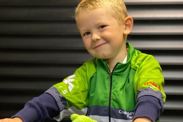 William Smith, 4, in his Cransley cycling jersey