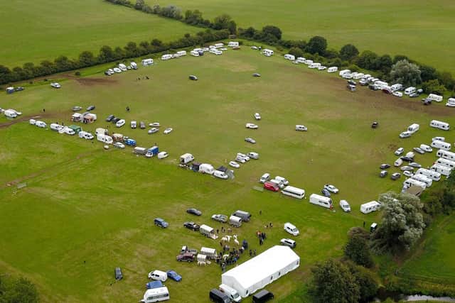 An aerial shot showed the number of caravans camped up at the site