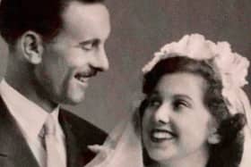 Douglas and Betty Sharpe on their wedding day 70 years ago