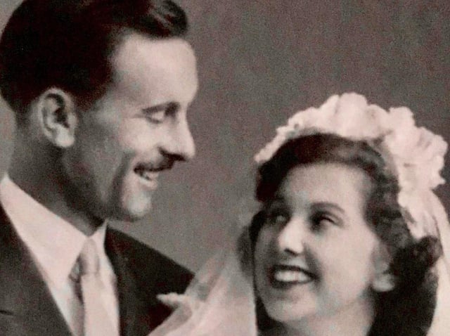 Douglas and Betty Sharpe on their wedding day 70 years ago