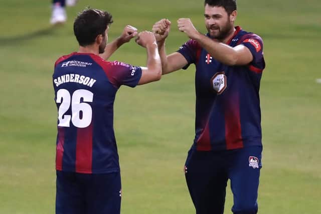 Ben Sanderson and Nathan Buck enjoy the Steelbacks win