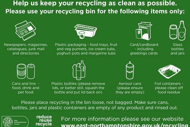 The sticker being sent out to households in East Northants