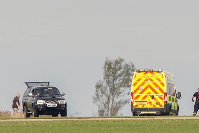An ambulance close to the crash site