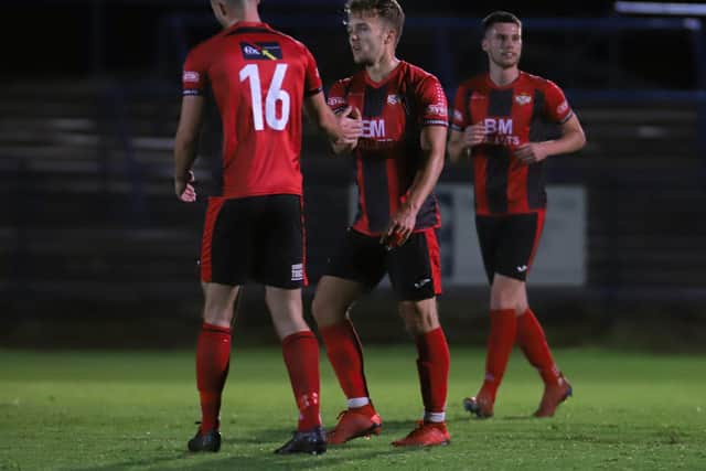 Ben Milnes scored Kettering's second goal at Halesowen with a free-kick