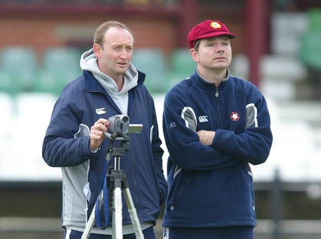 David Capel and David Ripley oversee a net session at the County Ground in 2006