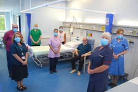 The Lamport Ward team with one of their first patients, Duncan Potter from Corby, in the refurbished ward.