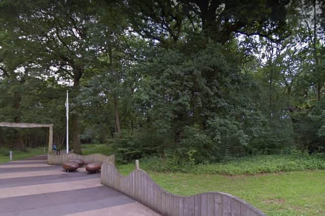 The victim was attacked in the wooded area behind Corby's international pool.