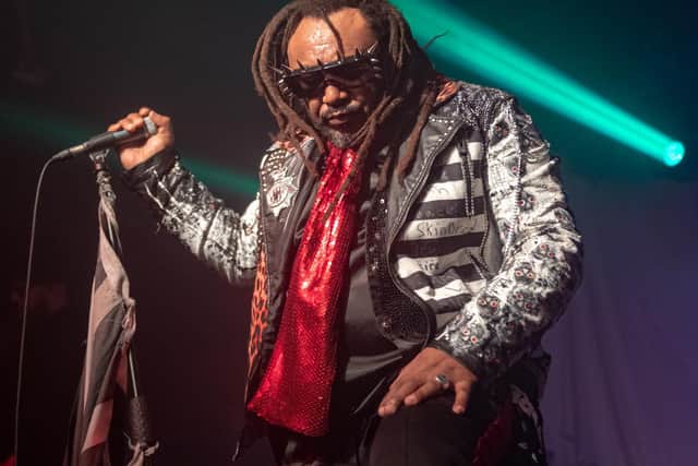 Skindred singer Benji Webbe on stage at the Roadmender in Northampton in December 2018. Photo by David Jackson.